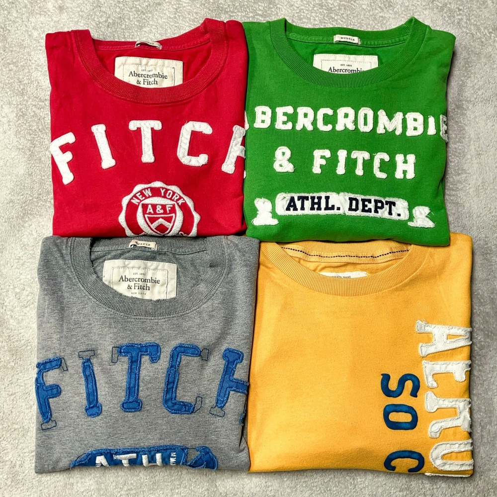Lot of 3 Vintage Abercrombie & Fitch Muscle Fit Spelliout T-Shirt Y2K Mens XXL